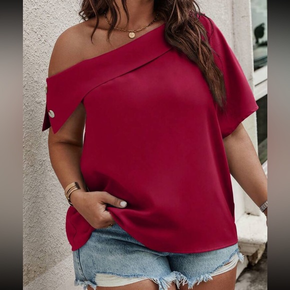 Boho plus size asymmetrical hem blouse - Picture 1 of 5